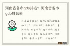 河南省各市gdp排名？河南省各市gdp排名表