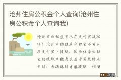 沧州住房公积金个人查询我 沧州住房公积金个人查询