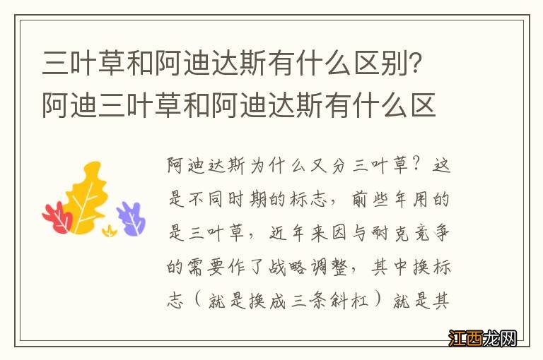 三叶草和阿迪达斯有什么区别？阿迪三叶草和阿迪达斯有什么区别