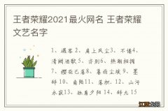 王者荣耀2021最火网名 王者荣耀文艺名字