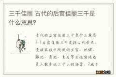 三千佳丽 古代的后宫佳丽三千是什么意思？