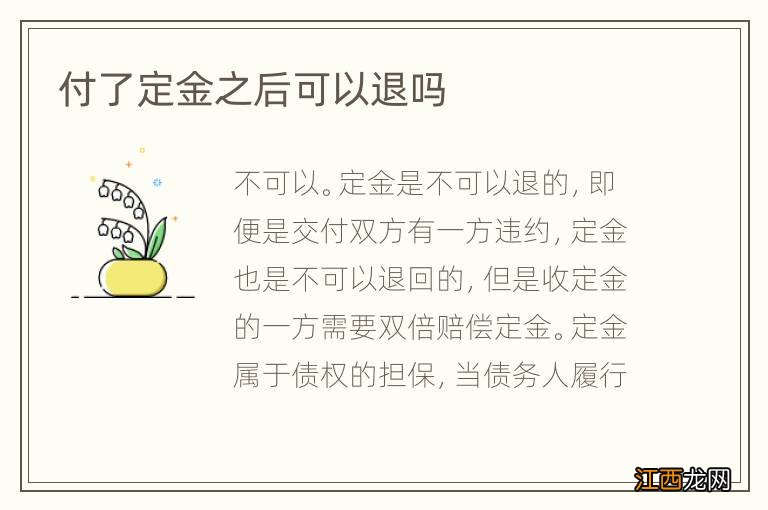 付了定金之后可以退吗