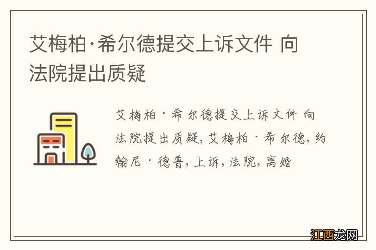 艾梅柏·希尔德提交上诉文件 向法院提出质疑