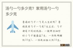 汤勺一勺多少克？家用汤勺一勺多少克