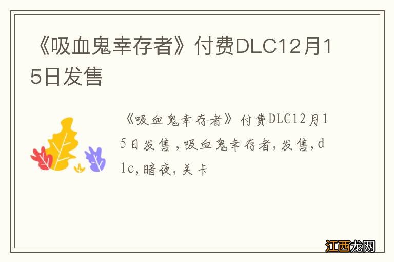 《吸血鬼幸存者》付费DLC12月15日发售