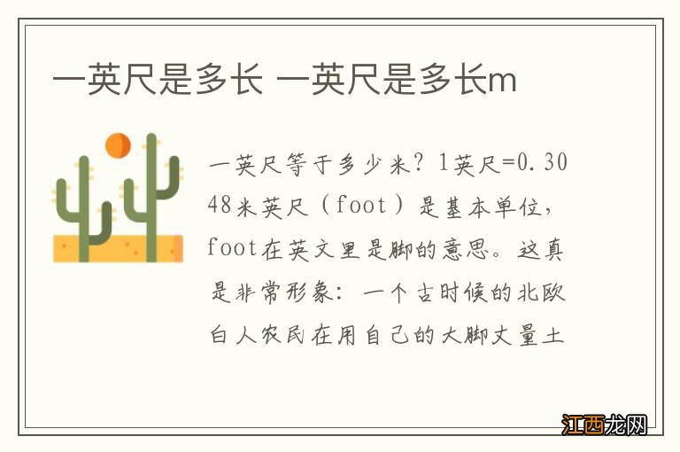 一英尺是多长 一英尺是多长m