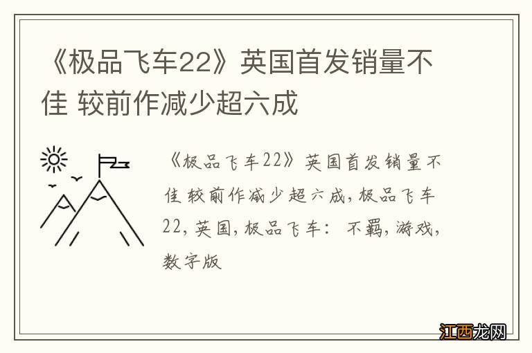 《极品飞车22》英国首发销量不佳 较前作减少超六成