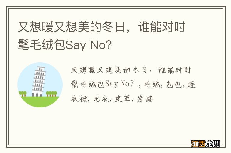 又想暖又想美的冬日，谁能对时髦毛绒包Say No？