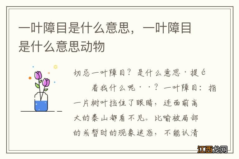 一叶障目是什么意思，一叶障目是什么意思动物