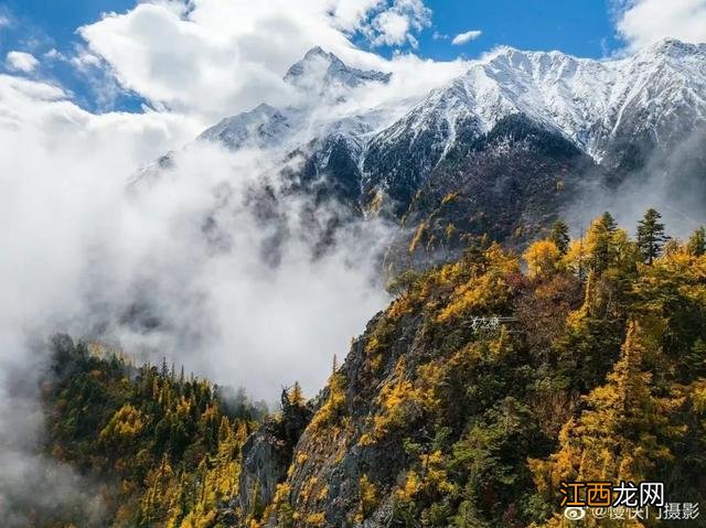 墨脱多雄拉雪山层林尽染如披上五彩衣