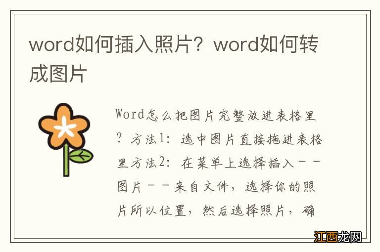 word如何插入照片？word如何转成图片