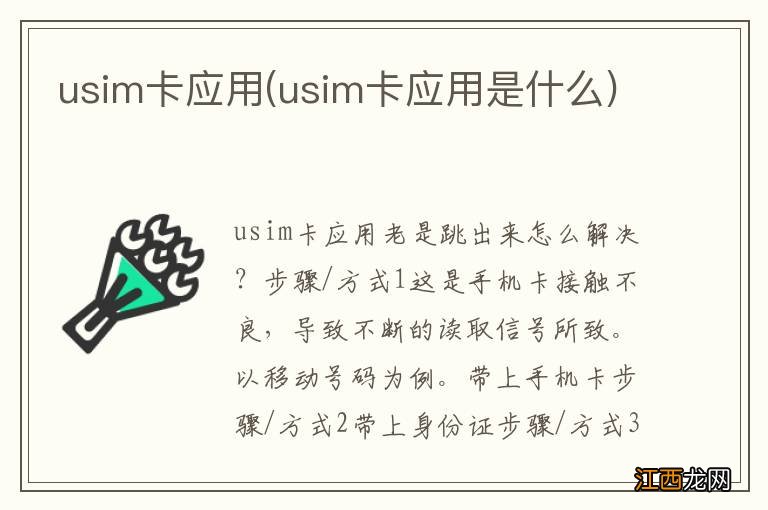 usim卡应用是什么 usim卡应用