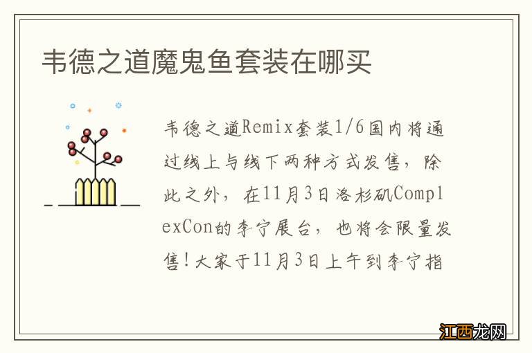 韦德之道魔鬼鱼套装在哪买