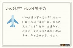 vivo分屏？vivo分屏手势