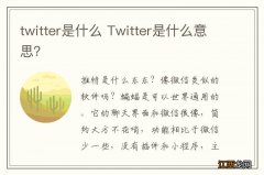 twitter是什么 Twitter是什么意思？