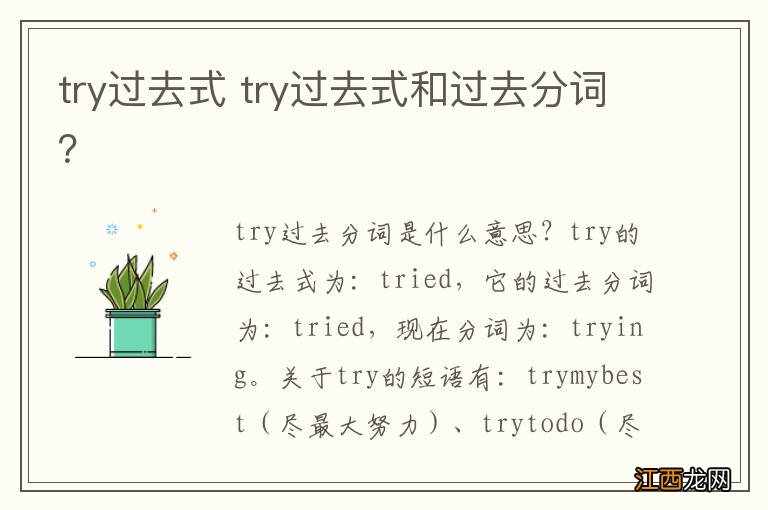 try过去式 try过去式和过去分词？