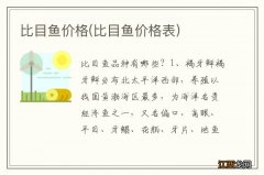 比目鱼价格表 比目鱼价格