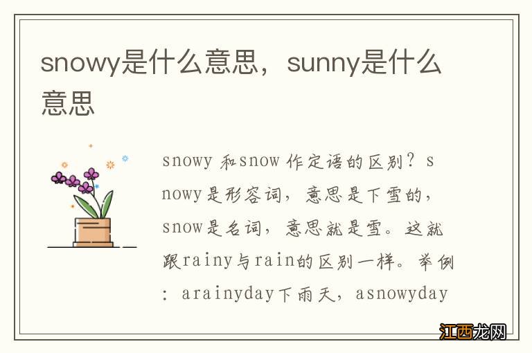 snowy是什么意思，sunny是什么意思