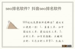 seo排名软件？抖音seo排名软件