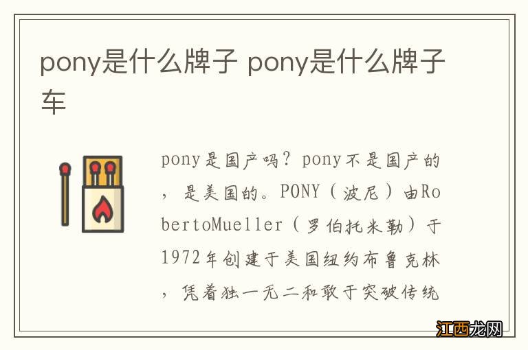 pony是什么牌子 pony是什么牌子车