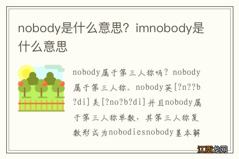 nobody是什么意思？imnobody是什么意思