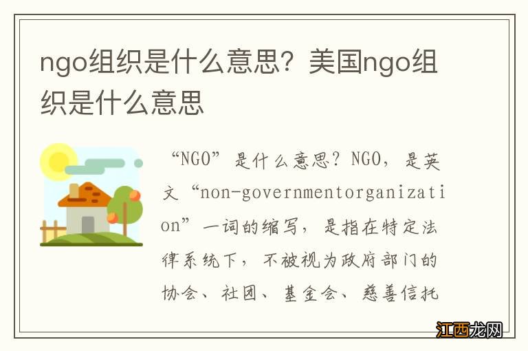 ngo组织是什么意思？美国ngo组织是什么意思