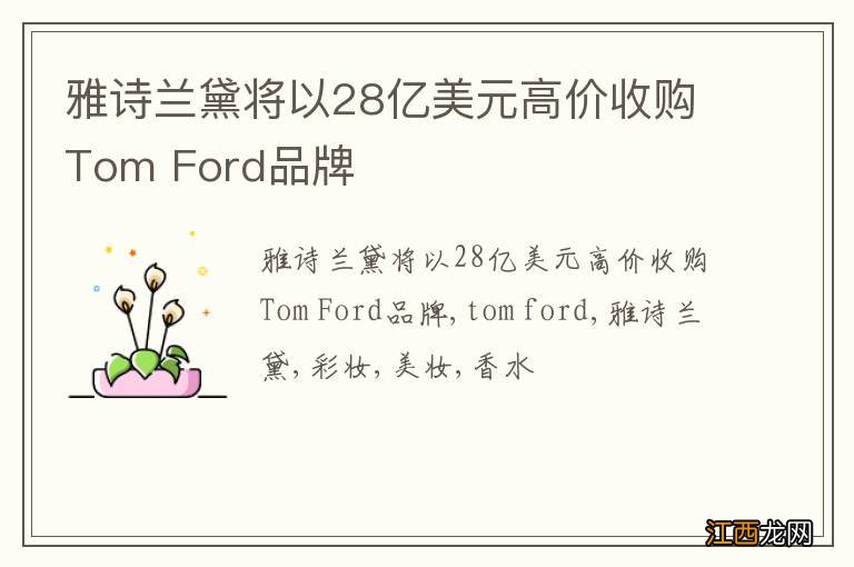 雅诗兰黛将以28亿美元高价收购Tom Ford品牌