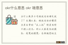 okr什么意思 okr 啥意思