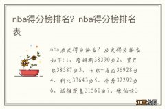 nba得分榜排名？nba得分榜排名表