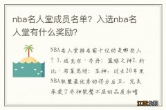 nba名人堂成员名单？入选nba名人堂有什么奖励？