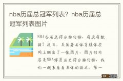 nba历届总冠军列表？nba历届总冠军列表图片