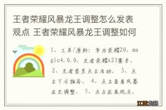 王者荣耀风暴龙王调整怎么发表观点 王者荣耀风暴龙王调整如何发表观点