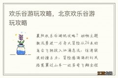 欢乐谷游玩攻略，北京欢乐谷游玩攻略