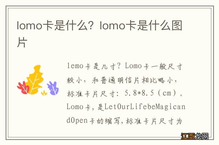 lomo卡是什么?lomo卡是什么图片