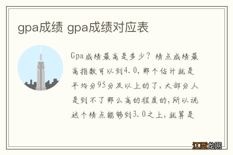 gpa成绩 gpa成绩对应表