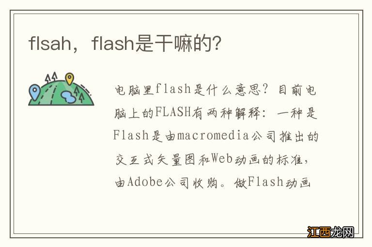 flsah，flash是干嘛的？