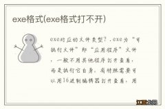 exe格式打不开 exe格式