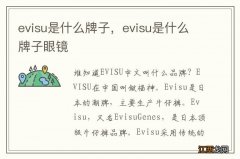 evisu是什么牌子，evisu是什么牌子眼镜