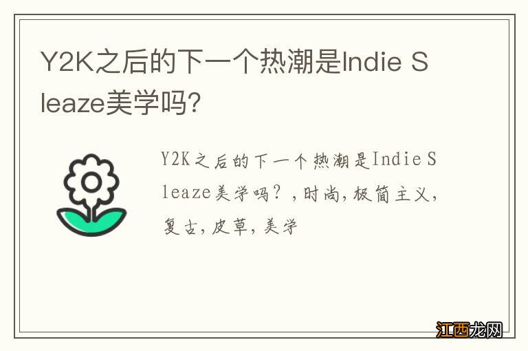 Y2K之后的下一个热潮是Indie Sleaze美学吗？