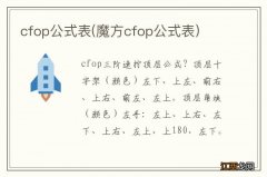 魔方cfop公式表 cfop公式表