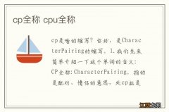 cp全称 cpu全称