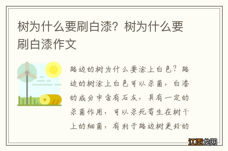 树为什么要刷白漆？树为什么要刷白漆作文