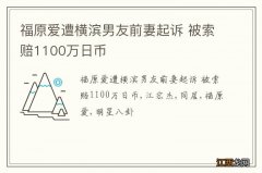 福原爱遭横滨男友前妻起诉 被索赔1100万日币