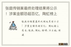 张庭传销案最终处理结果将公示！涉案金额恐超百亿，陶虹榜上有名