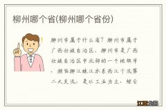 柳州哪个省份 柳州哪个省