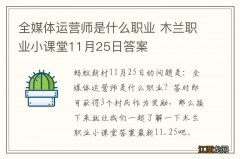 全媒体运营师是什么职业 木兰职业小课堂11月25日答案