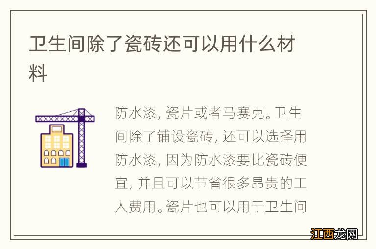 卫生间除了瓷砖还可以用什么材料