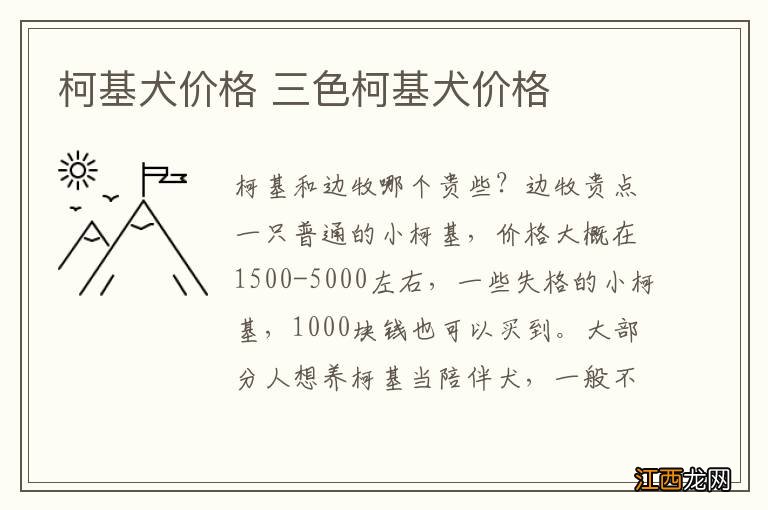 柯基犬价格 三色柯基犬价格