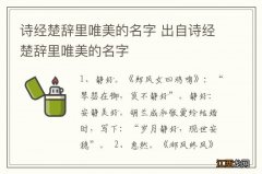 诗经楚辞里唯美的名字 出自诗经楚辞里唯美的名字