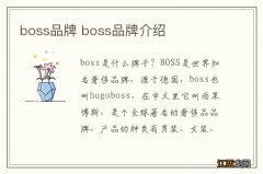 boss品牌 boss品牌介绍